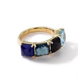 Authentic IPPOLITA 18k Yellow Gold Rock Candy Gelato 4-Stone Ring in Mystere Sz7